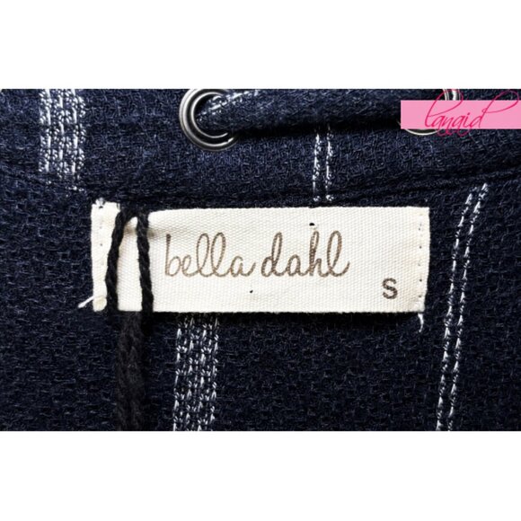 Bella Dahl Striped Tunic Dress V-Neck Vertical Striped Linen-Like Poncho Knit S - Picture 8 of 10